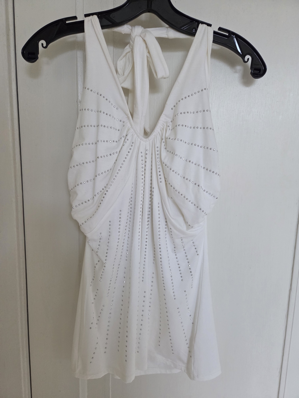 White House Black Market White Studded Halter Backless Tank Top. Size S